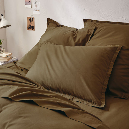 ORGANICA - Lot de 2 taies d'oreiller en coton bio 50x70cm - vert mousse