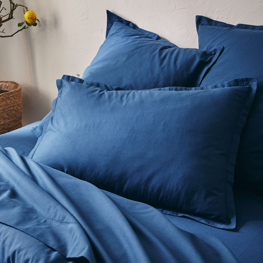 ORGANICA - Lot de 2 taies d'oreiller en coton bio 50x70cm - bleu abysse