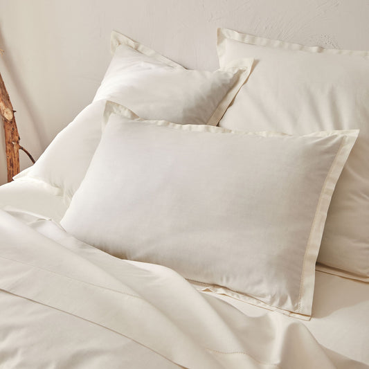 ORGANICA - Lot de 2 taies d'oreiller en coton bio 50x70cm - blanc ventoux
