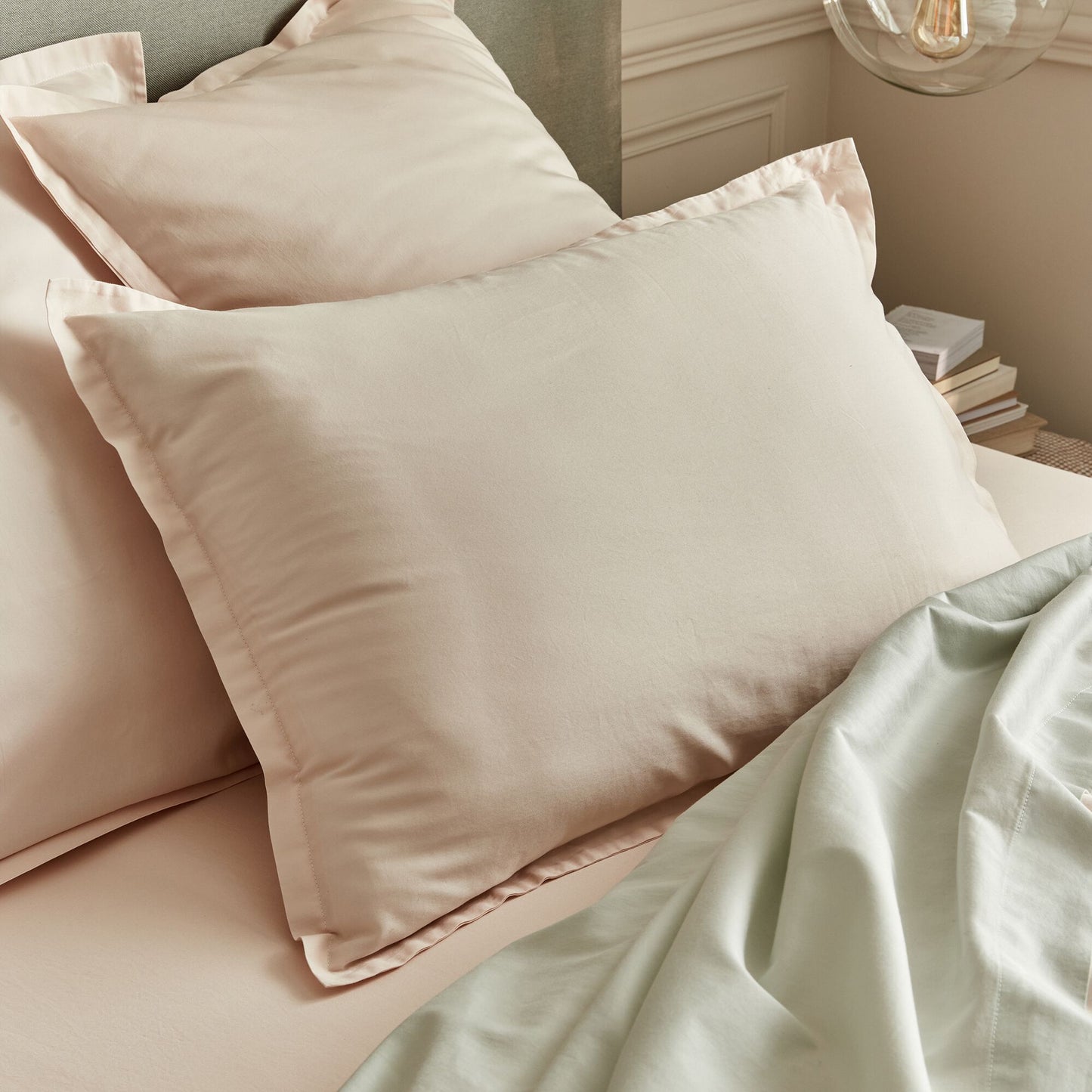 SATINE - Lot de 2 taies d'oreillers en satin lavé de 50x70cm - rose pétale