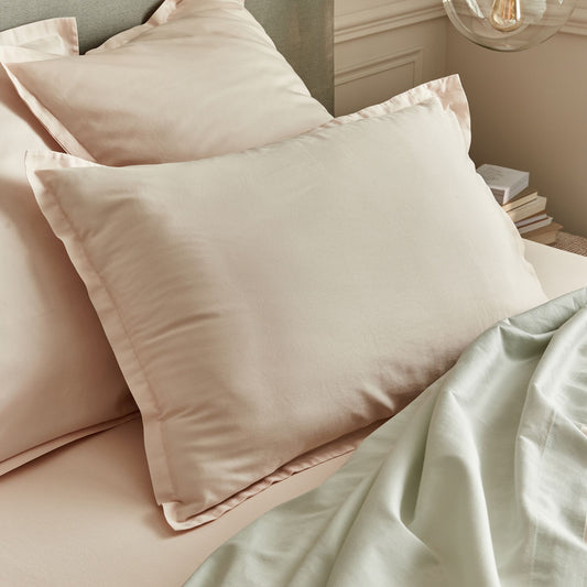 SATINE - Lot de 2 taies d'oreillers en satin lavé de 50x70cm - rose pétale