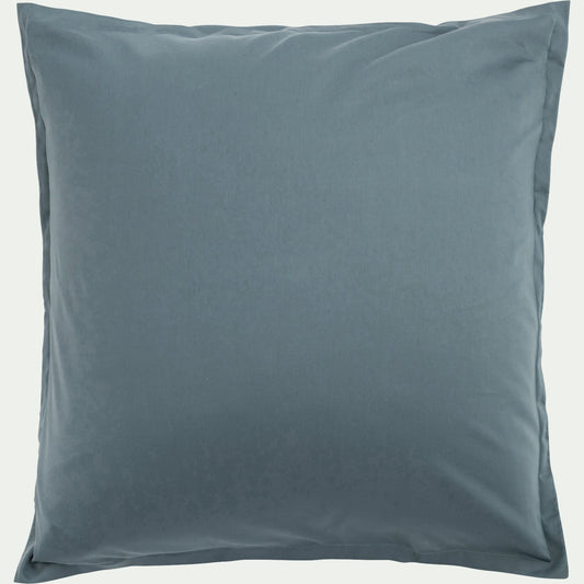 SATINE - Lot de 2 taies d'oreillers en satin lavé de 65x65cm - bleu orage