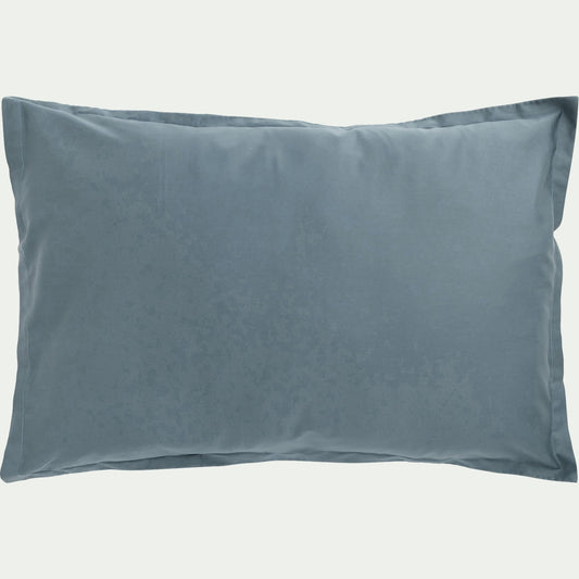 SATINE - Lot de 2 taies d'oreillers en satin lavé de 50x70cm - bleu orage