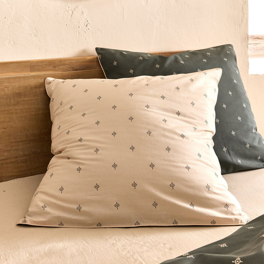 SENNA - Lot de 2 taies d'oreiller en coton 65x65cm avec motif - vert