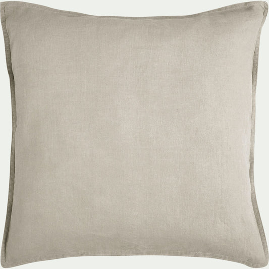 VENCE - Lot de 2 taies d'oreiller en lin lavé - beige 65x65cm