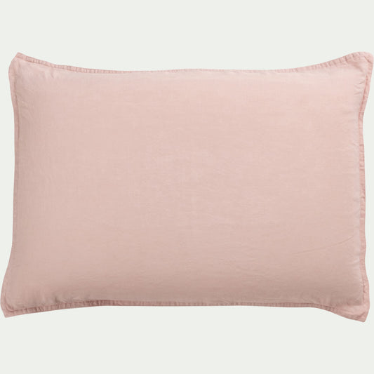 VENCE - Lot de 2 taies d'oreiller en lin lavé - rose rosa 50x70cm