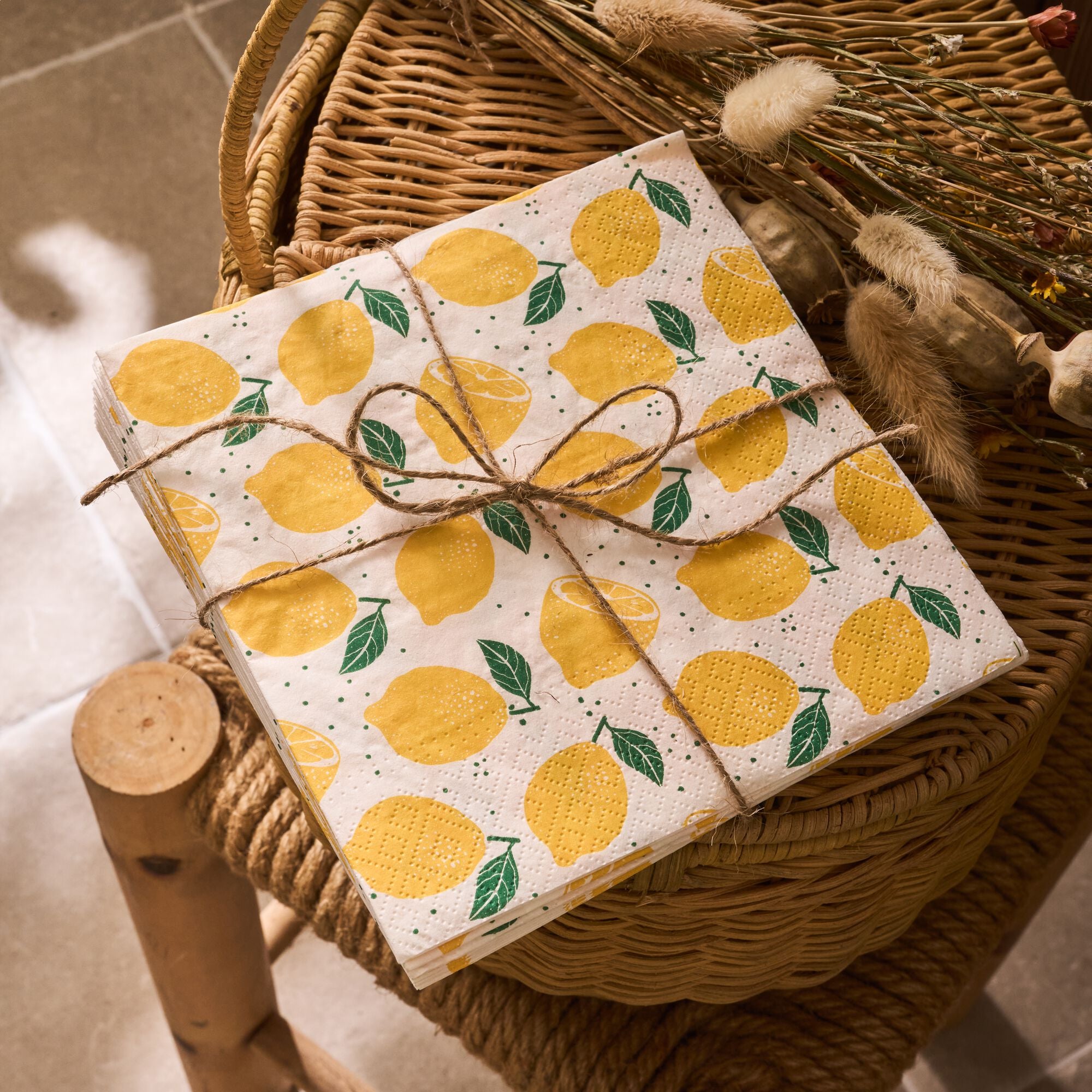 CITRONS - Lot de 20 serviettes en papier motif citron 33x33cm - jaune