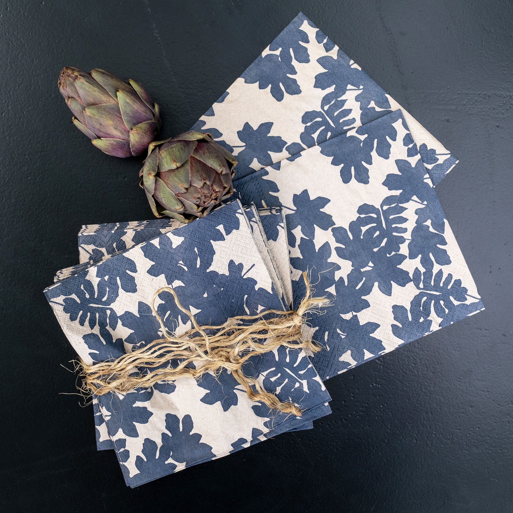 FIGUIER - Lot de 20 serviettes en papier motif figuier 33x33cm - beige alpilles