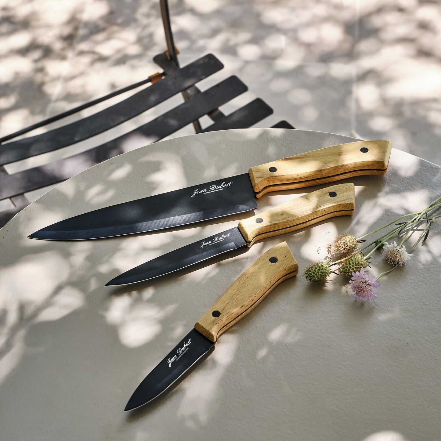 NATURALLIFE - Lot de 3 couteaux en bois d'acacia
