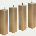 CARRÉ - Lot de 4 pieds de sommier carré H25cm - bois clair