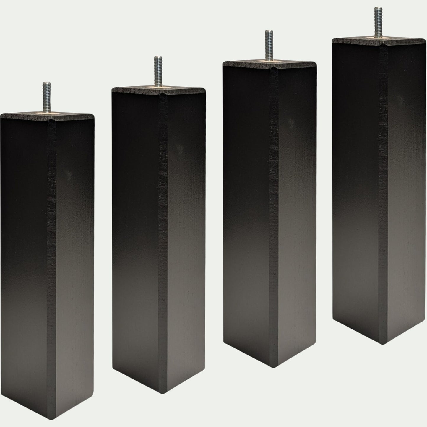CARRÉ - Lot de 4 pieds de sommier carré H25cm - noir