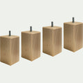 CARRÉ - Lot de 4 pieds de sommier carré H12cm - bois clair