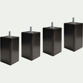CARRÉ - Lot de 4 pieds de sommier carré H12cm - noir