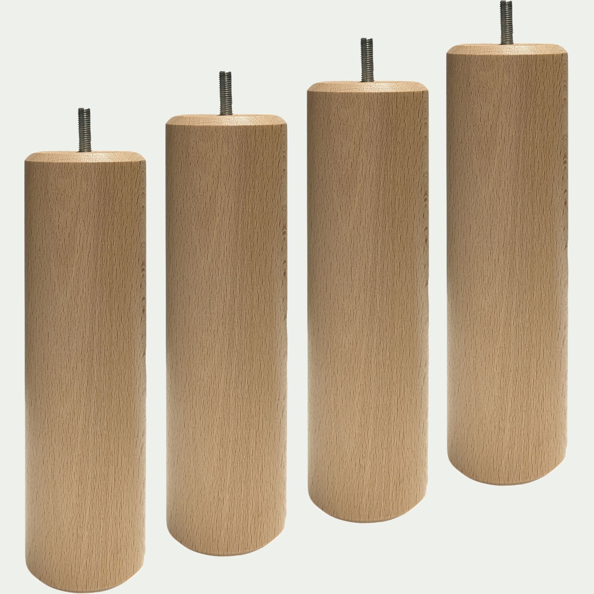 CYLINDRE - Lot de 4 pieds de sommier cylindrique H25cm - bois clair