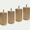 CYLINDRE - Lot de 4 pieds de sommier cylindrique H12cm - bois clair