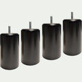 CYLINDRE - Lot de 4 pieds de sommier cylindrique H12cm - noir