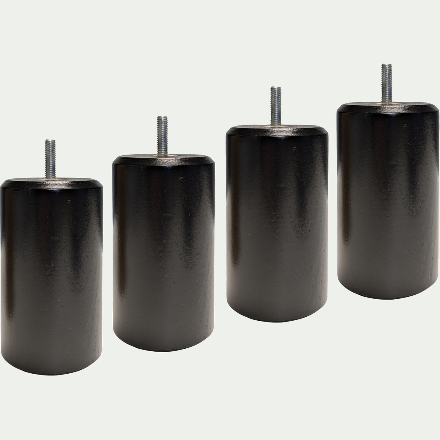 CYLINDRE - Lot de 4 pieds de sommier cylindrique H12cm - noir