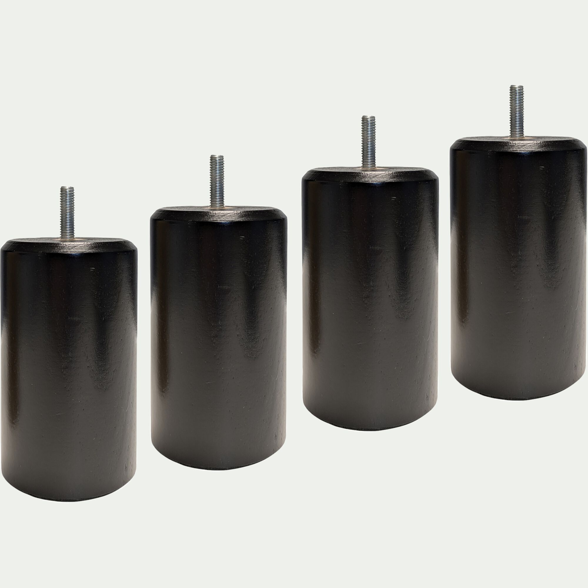 CYLINDRE - Lot de 4 pieds de sommier cylindrique H12cm - noir
