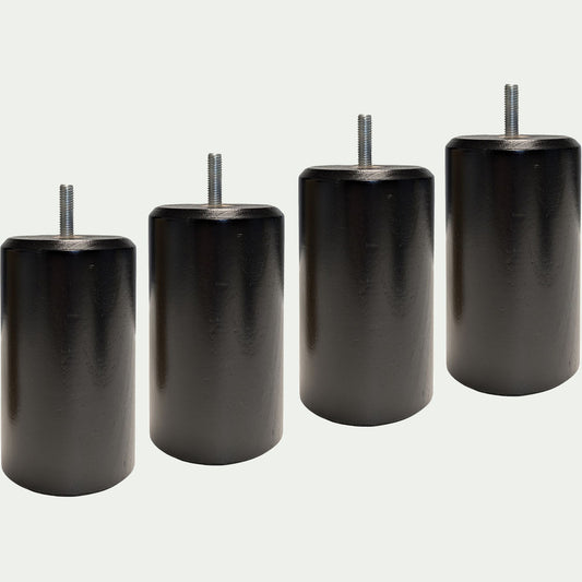 CYLINDRE - Lot de 4 pieds de sommier cylindrique H12cm - noir