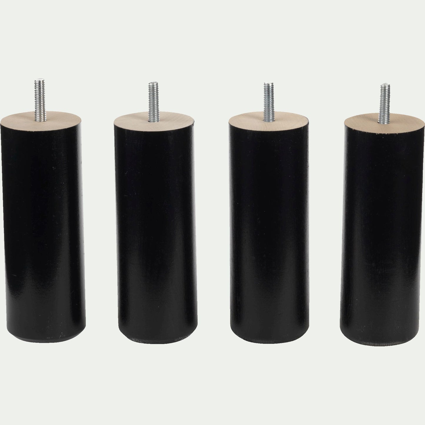 CYLINDRE - Lot de 4 pieds de sommier H20 cm - noir