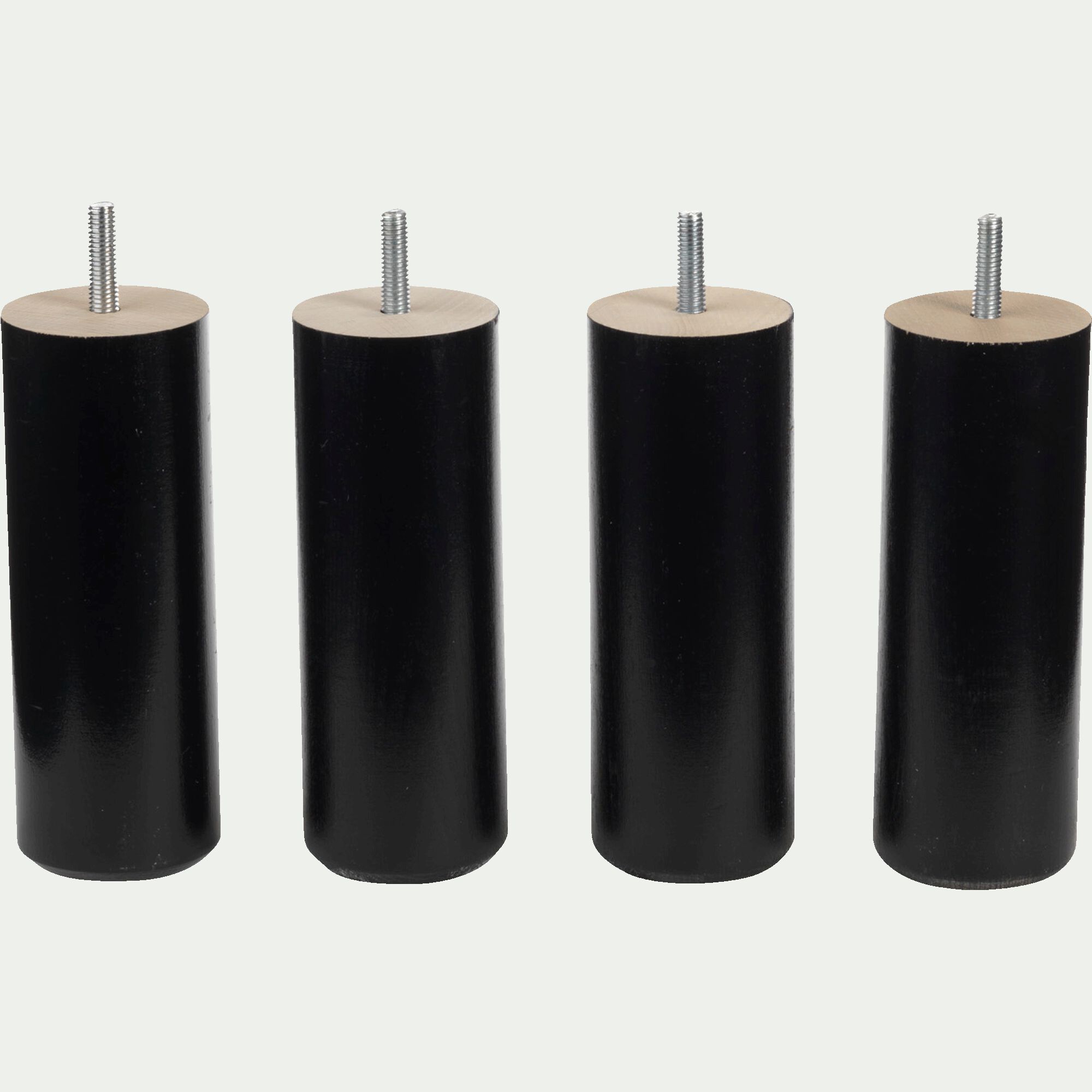 CYLINDRE - Lot de 4 pieds de sommier H20 cm - noir