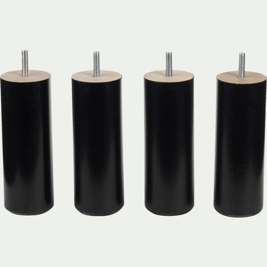CYLINDRE - Lot de 4 pieds de sommier H20 cm - noir