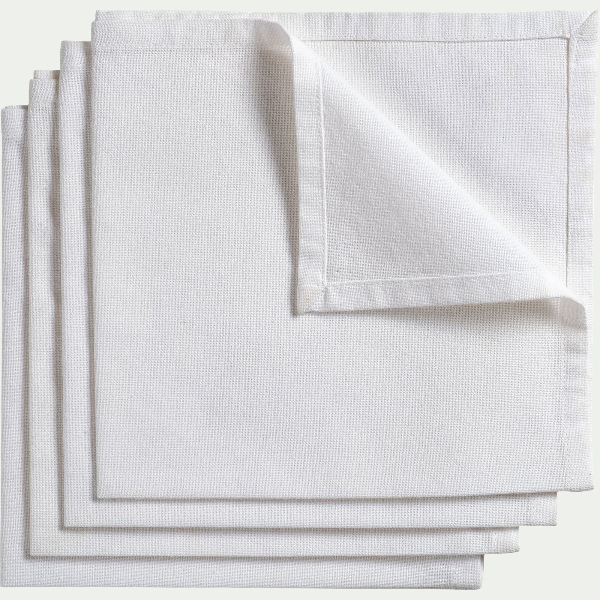 ARUM - Lot de 4 serviettes de table en coton 41x41cm - blanc