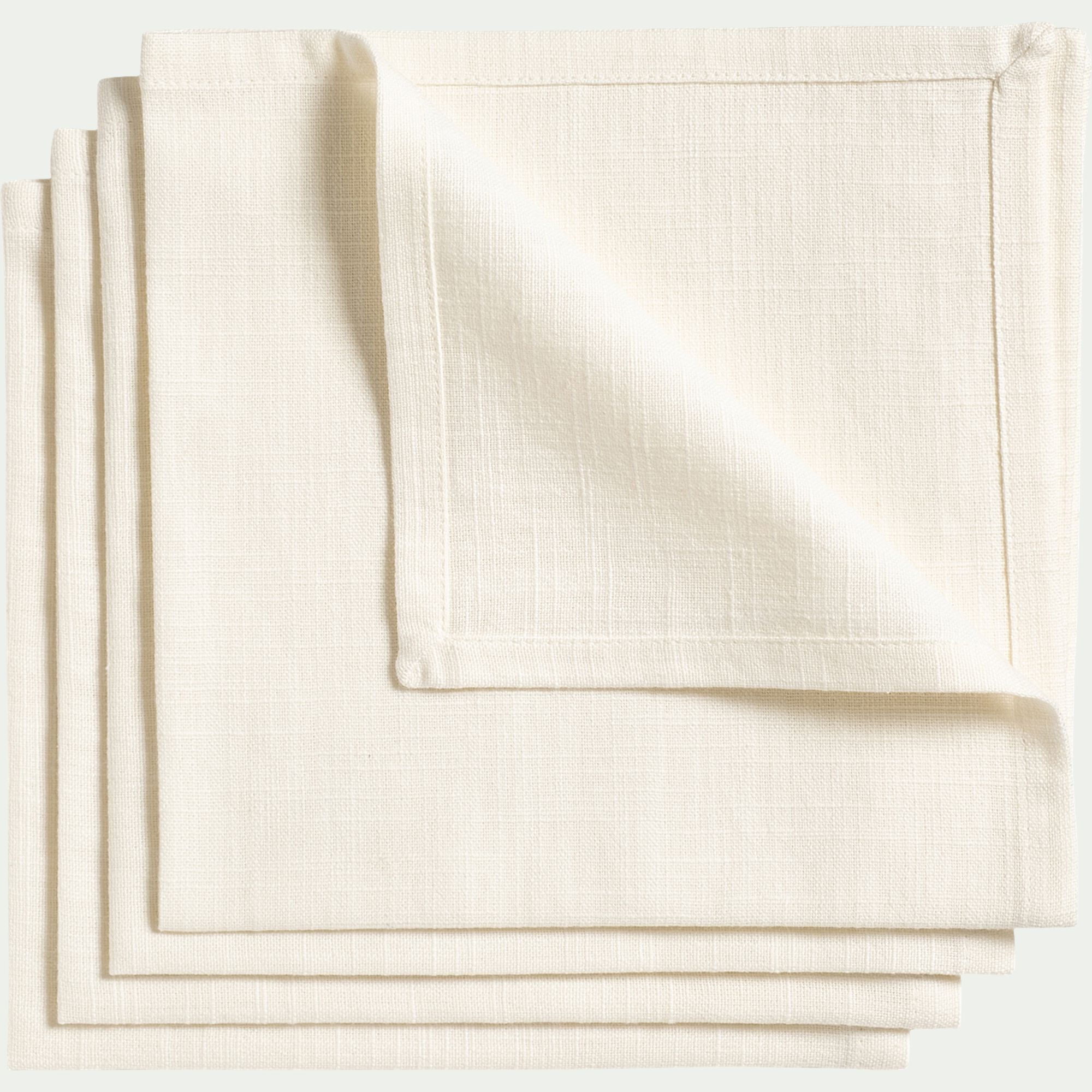 LANIS - Lot de 4 serviettes de table en coton 41x41cm - blanc écru