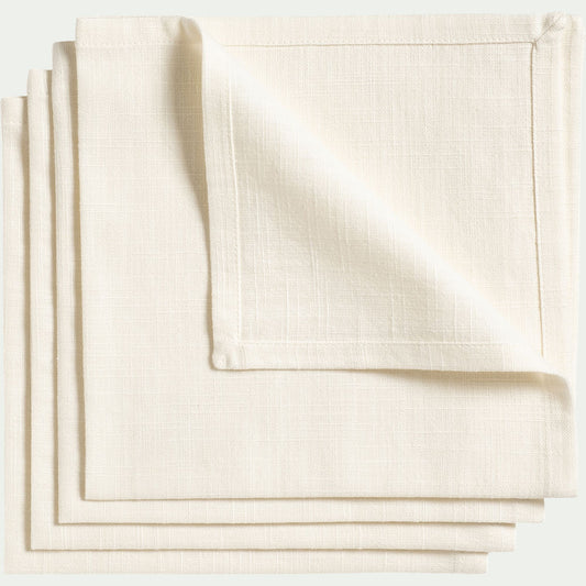 LANIS - Lot de 4 serviettes de table en coton 41x41cm - blanc écru