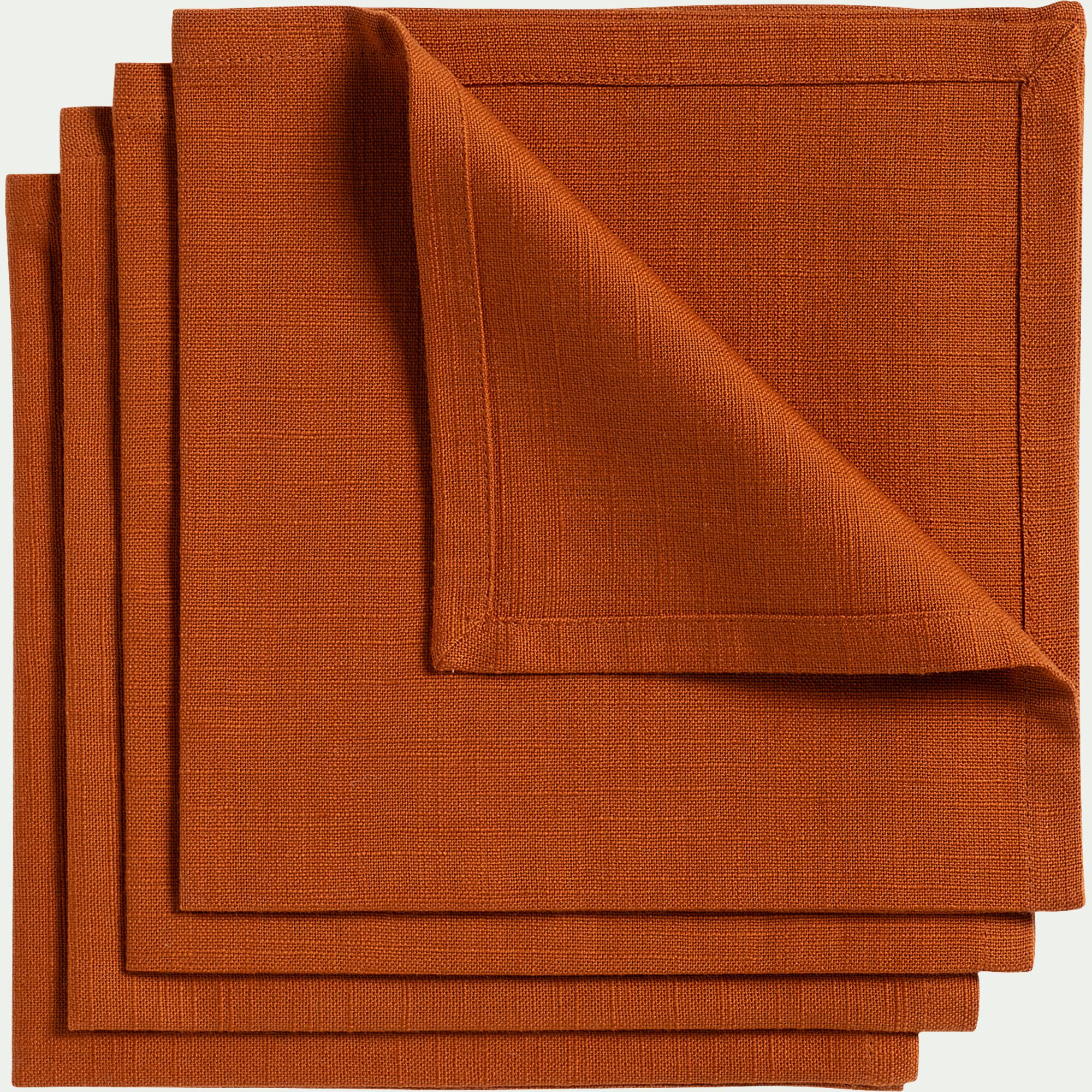 LANIS - Lot de 4 serviettes de table en coton 41x41cm - brun rustrel