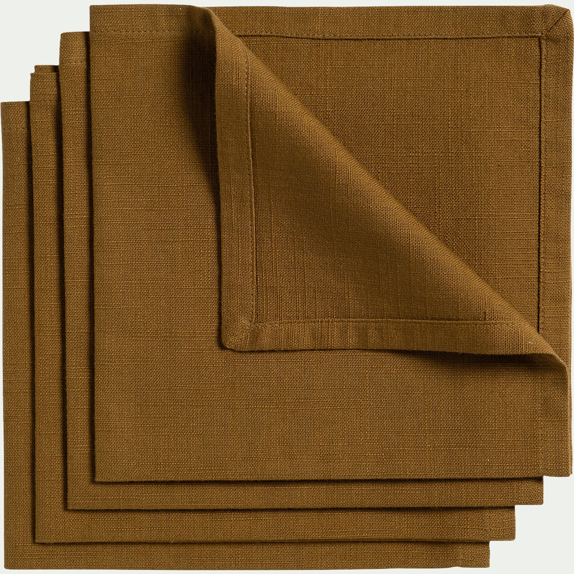 LANIS - Lot de 4 serviettes de table en coton 41x41cm - vert mousse