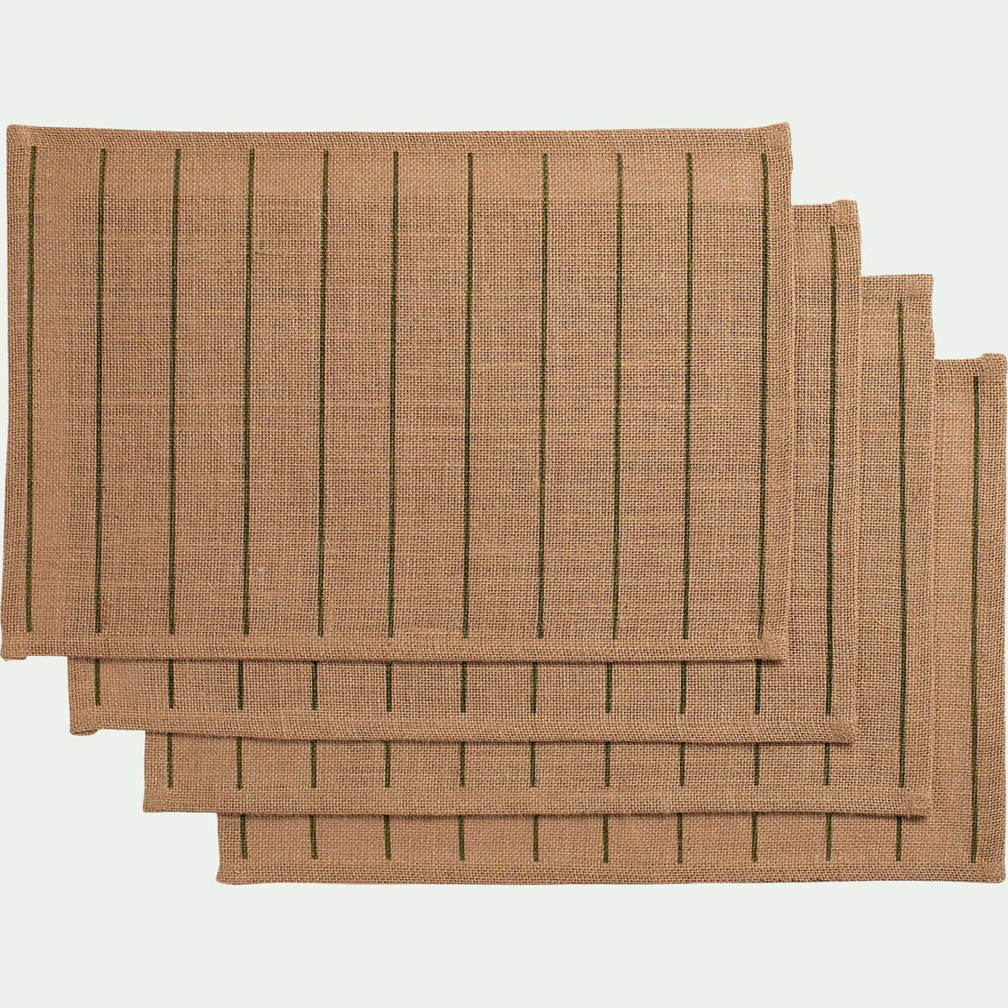 UZES - Lot de 4 sets de table à rayures en jute 30x45cm - vert