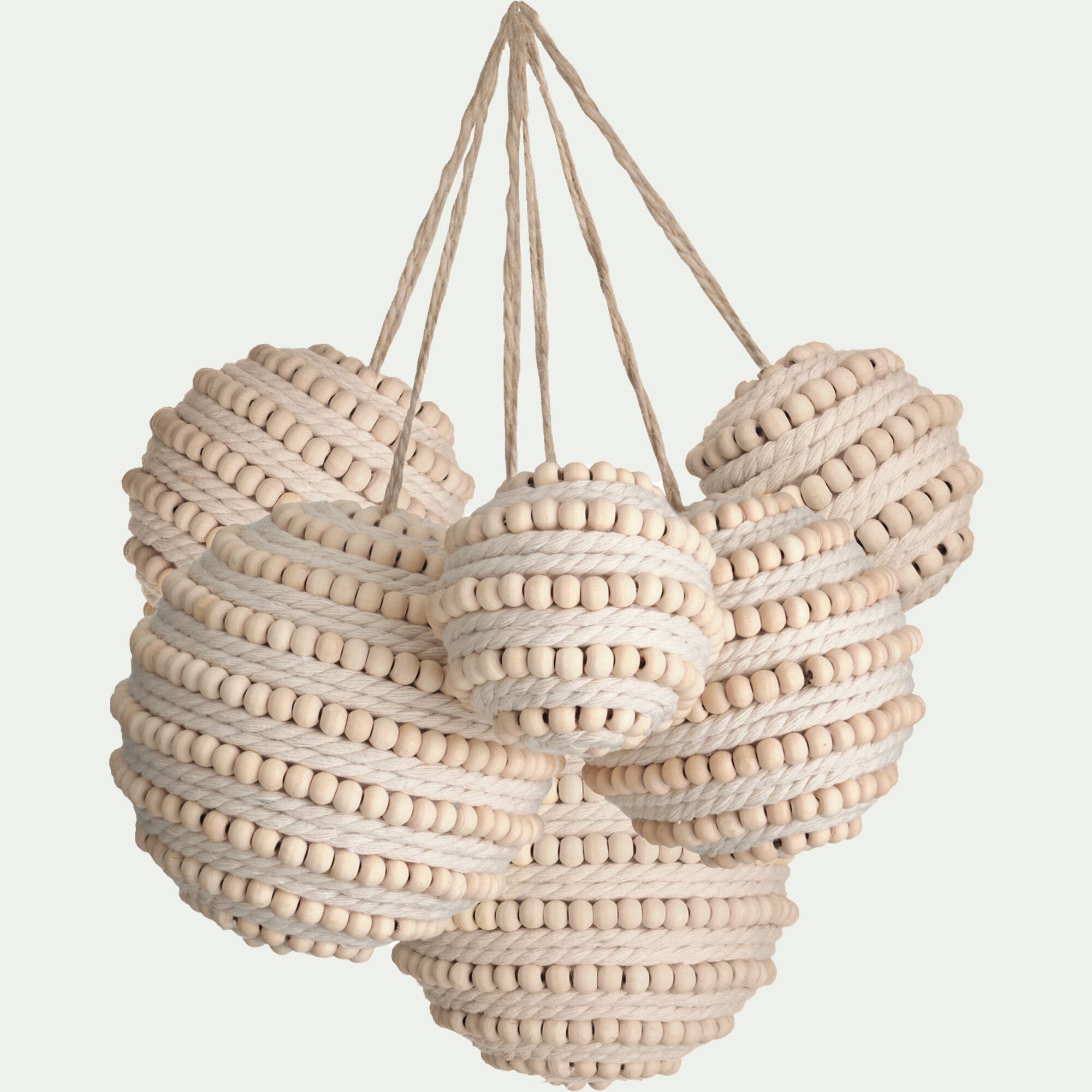BERAM - Lot de 6 boules de Noël à perles - blanc