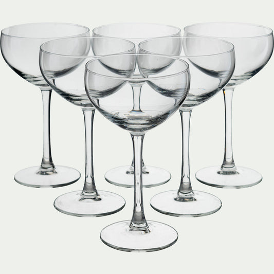 MADE - Coffret de 6 coupes à champagne en verre 24cl - transparent