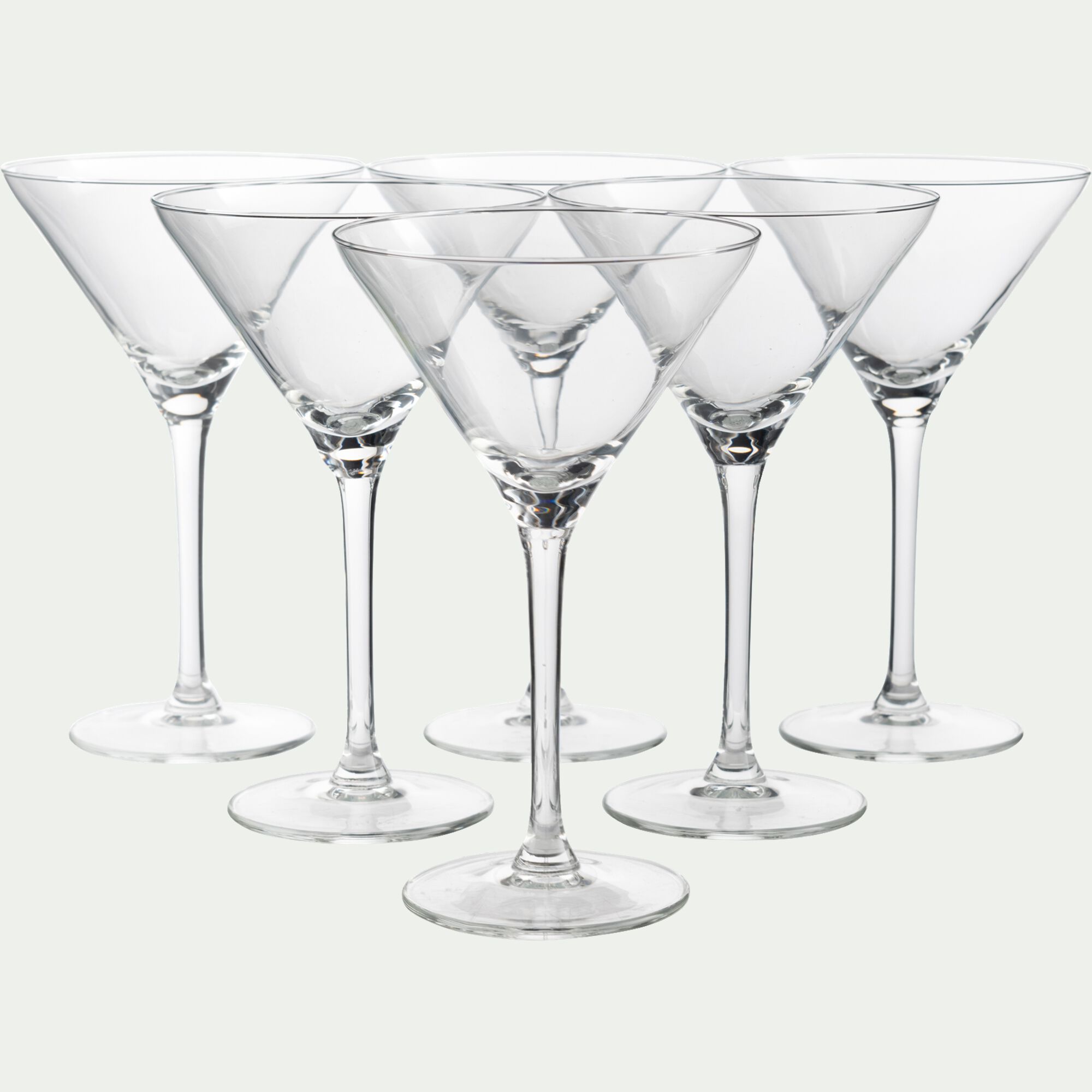 MADE - Coffret de 6 verres à martini en verre 26cl - transparent