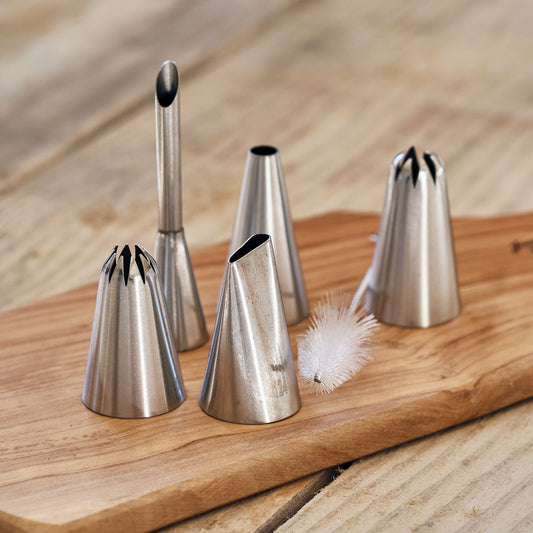 PATISDECOR - Lot de 5 douilles en inox avec goupillon - argenté