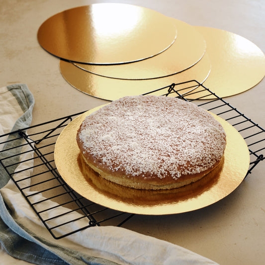 PATISDECOR - Lot de 5 supports à gâteau ronds en carton D30cm - doré