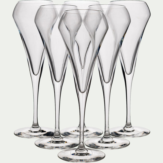 OPEN UP - Lot de 6 flûtes à champagne en cristallin 20cl - transparent