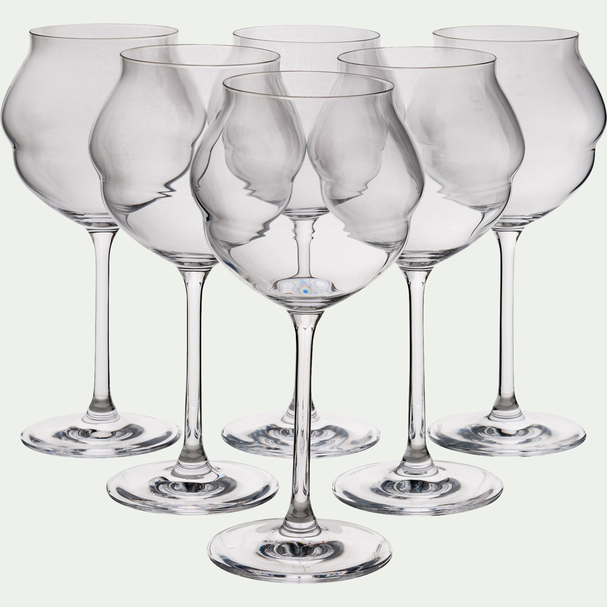 MACARON - Coffret de 6 verres à pied en cristallin 50cl - transparent