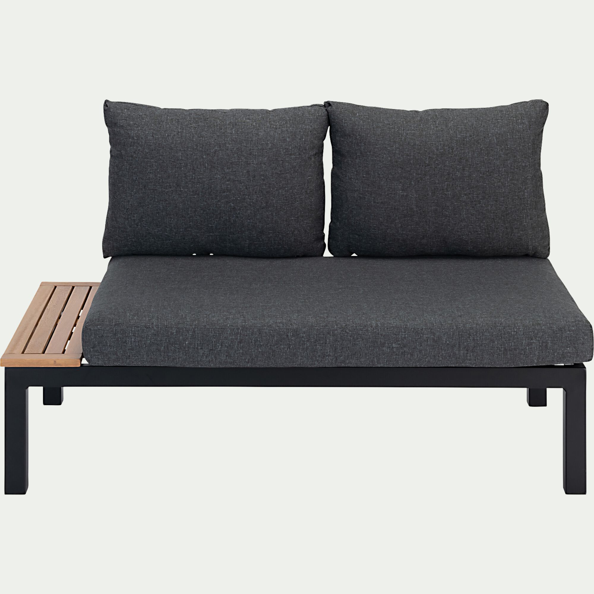 DOLE - Méridienne de jardin en aluminium et eucalyptus - noir (2 places)