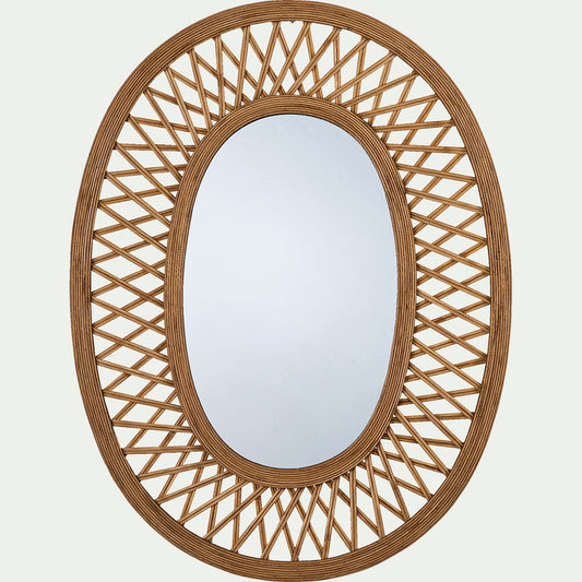 HAWAL - Miroir ovale cannage en bambou - naturel H81cm
