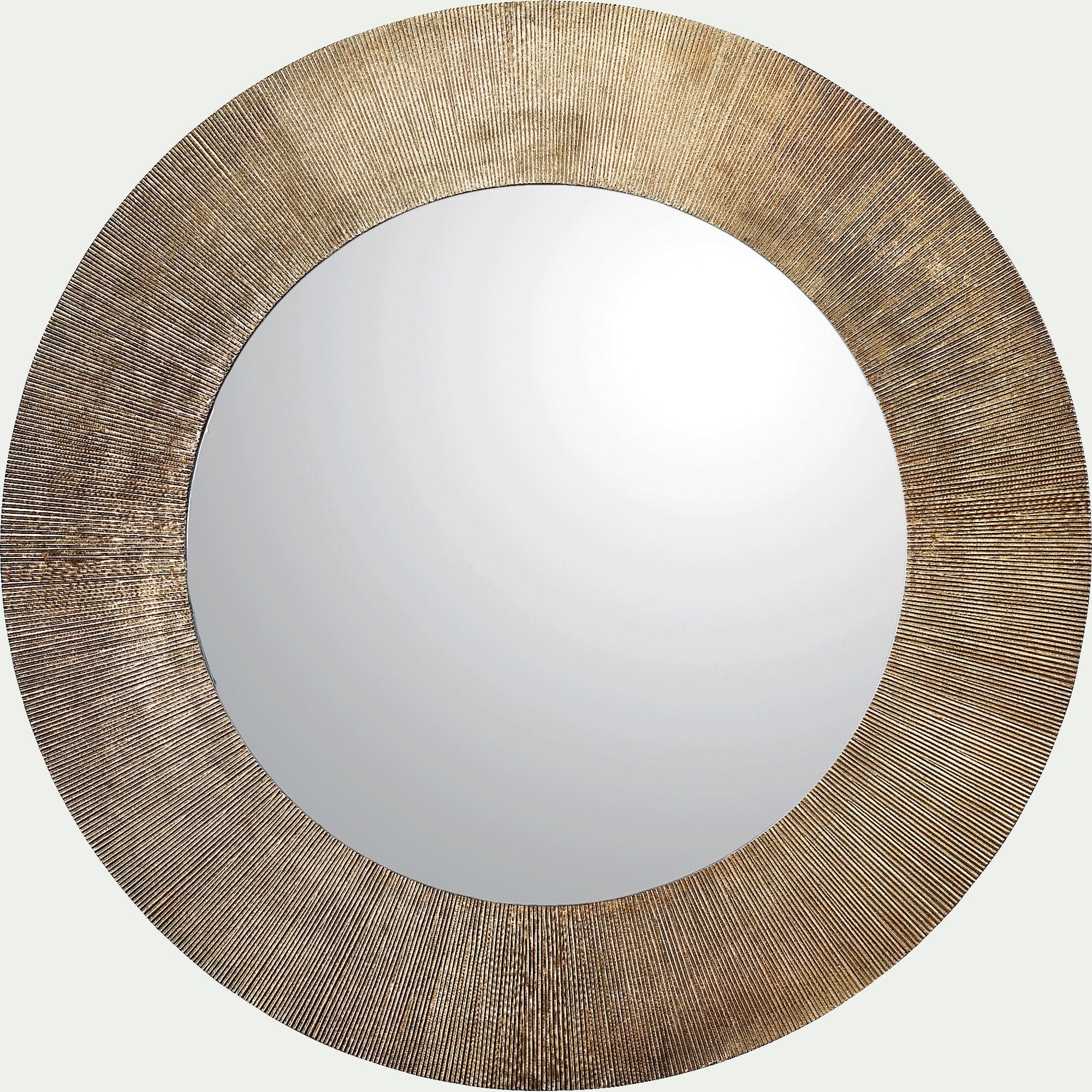 KOTAL - Miroir rond en aluminium côtelé - doré D88cm
