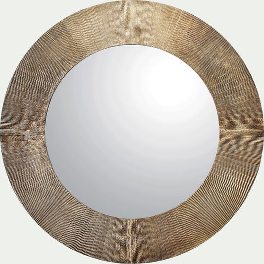 KOTAL - Miroir rond en aluminium côtelé - doré D88cm