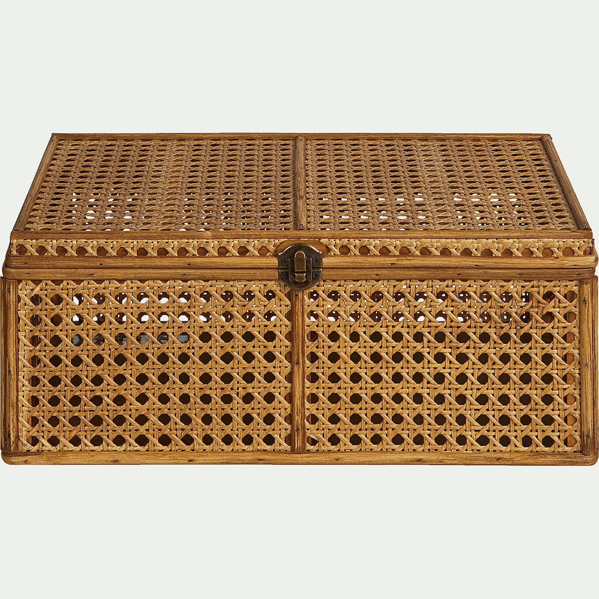 Lior - Malle en bois de pin et cannage - naturel H14,5xL37cm