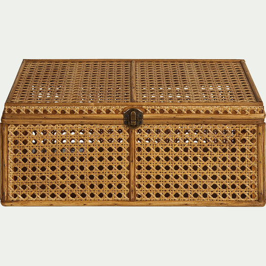 Lior - Malle en bois de pin et cannage - naturel H14,5xL37cm
