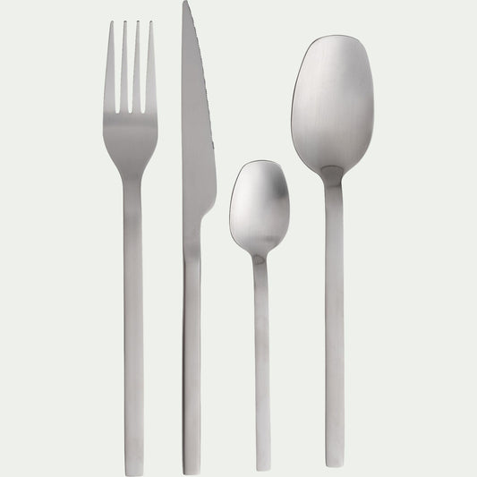 SATINE - Ménagère 24 pièces en inox satiné - argenté métallisé