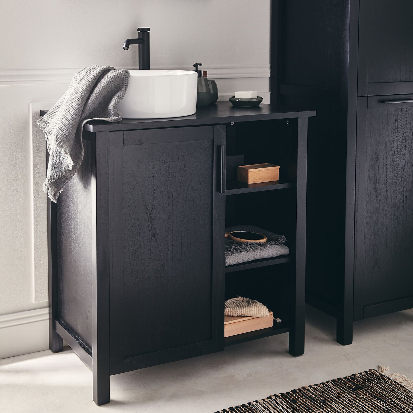 VALLAURIS - Meuble sous-vasque simple et 1 porte en bois de cèdre - L80cm