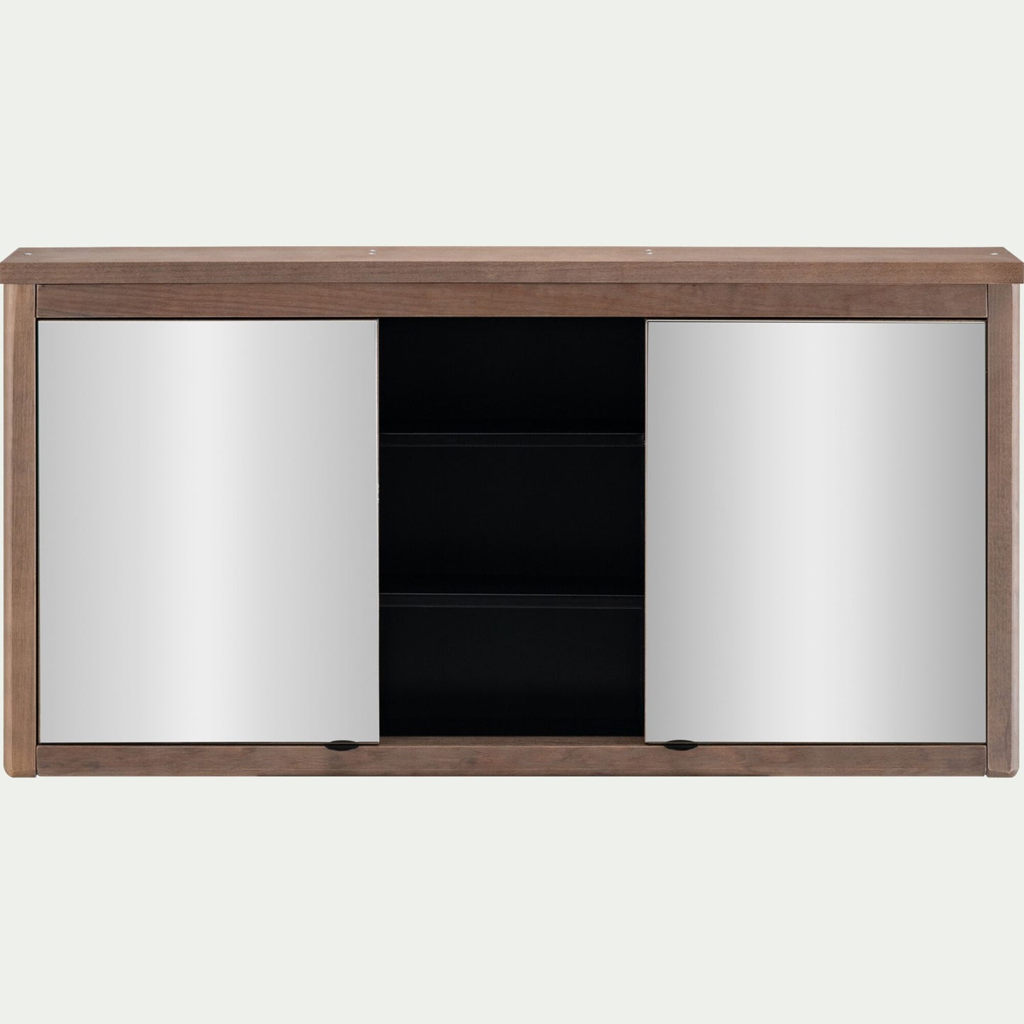 CRUZ - Miroir double avec rangement en pin placage eucalyptus L120xl42cm - bois foncé