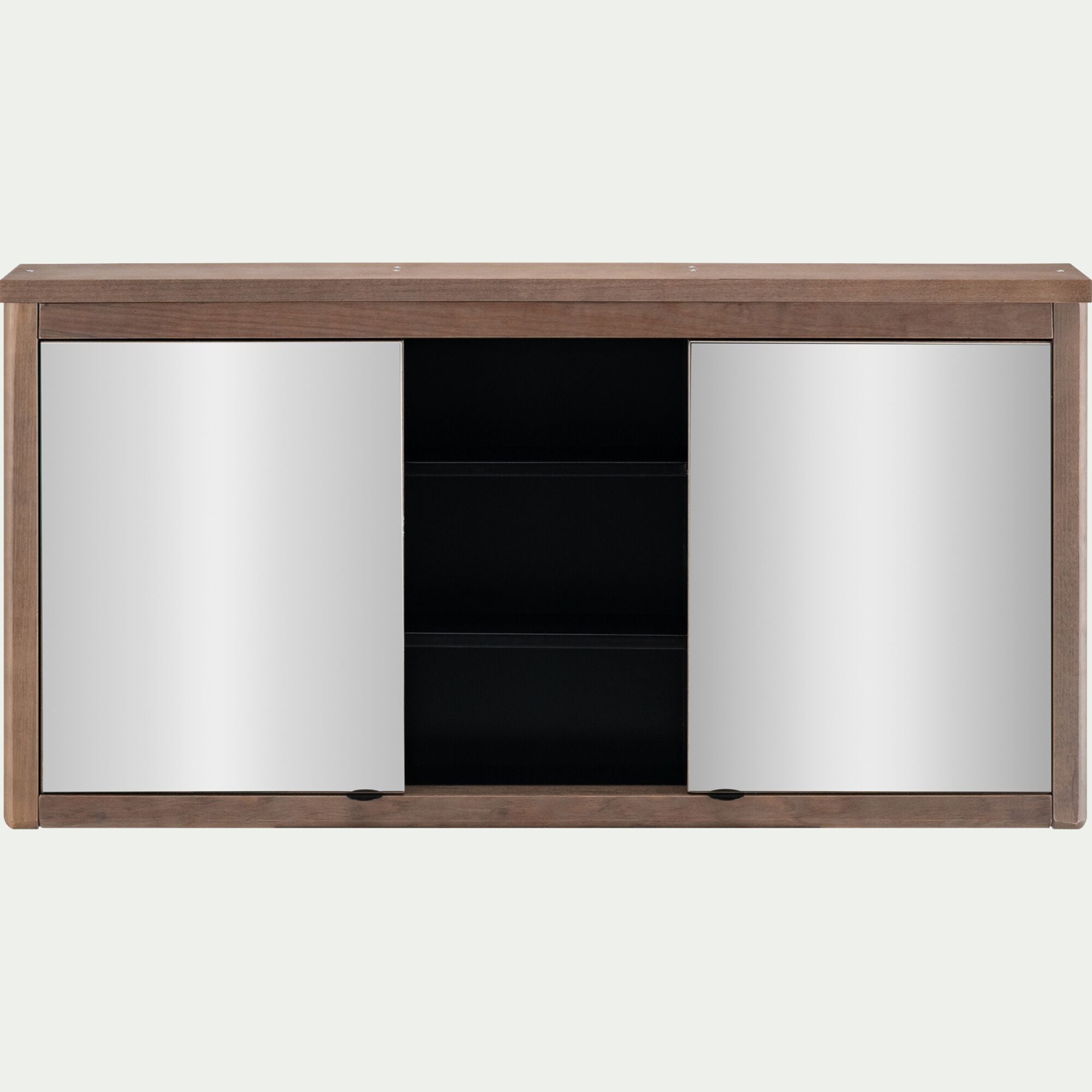 CRUZ - Miroir double avec rangement en pin placage eucalyptus L120xl42cm - bois foncé