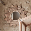 FLOURO - Miroir fleur en rotin - naturel d80cm
